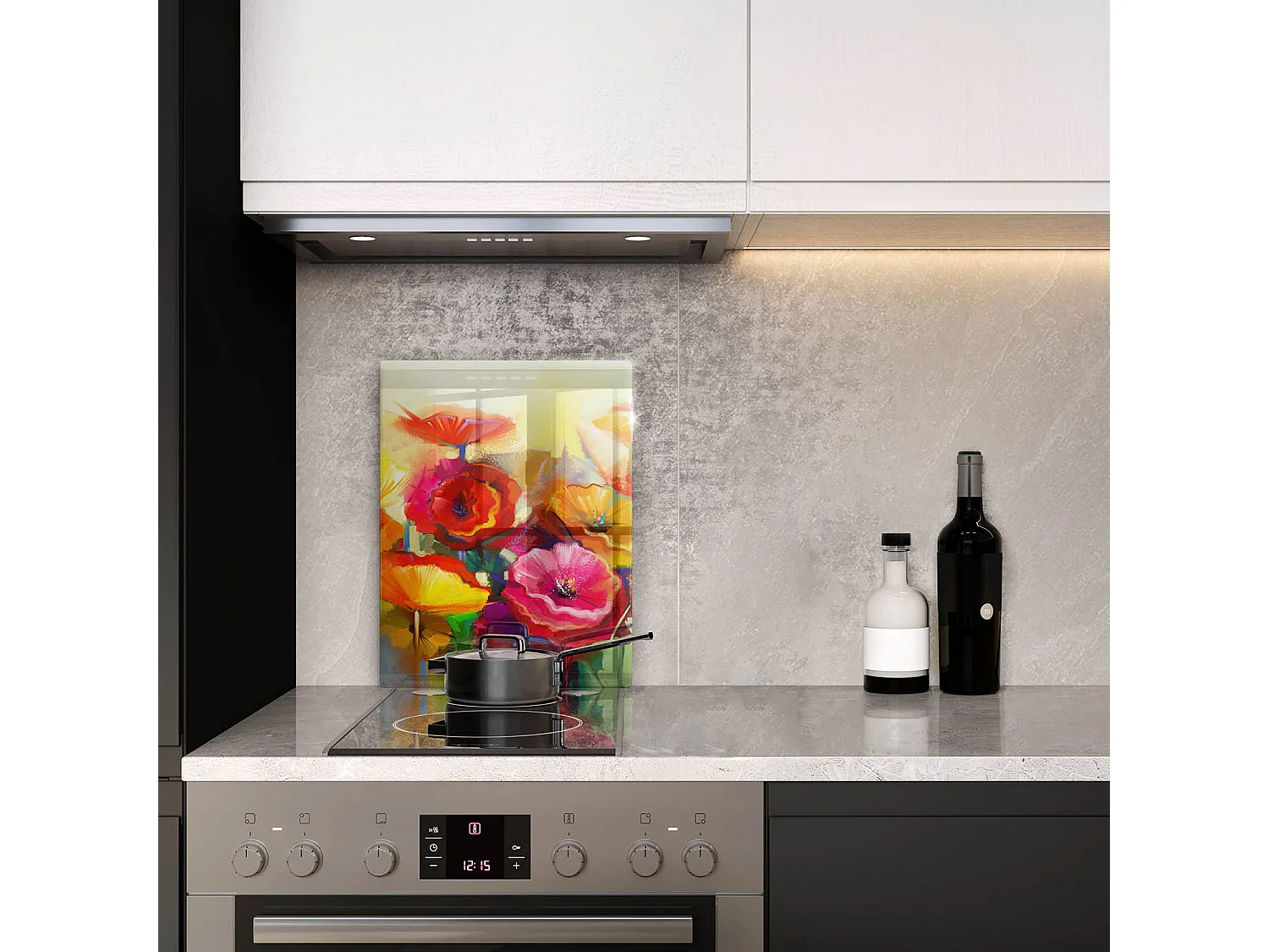 Planche de cuisine rectangulaire en verre, 40x52 cm Fleurs colorées peintes