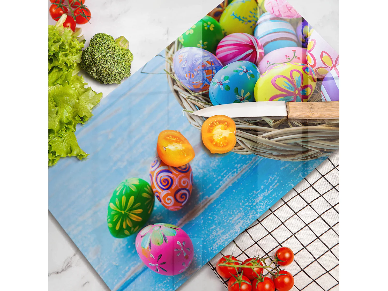 Planche de cuisine rectangulaire en verre, 52x30 cm Oeufs de Pâques