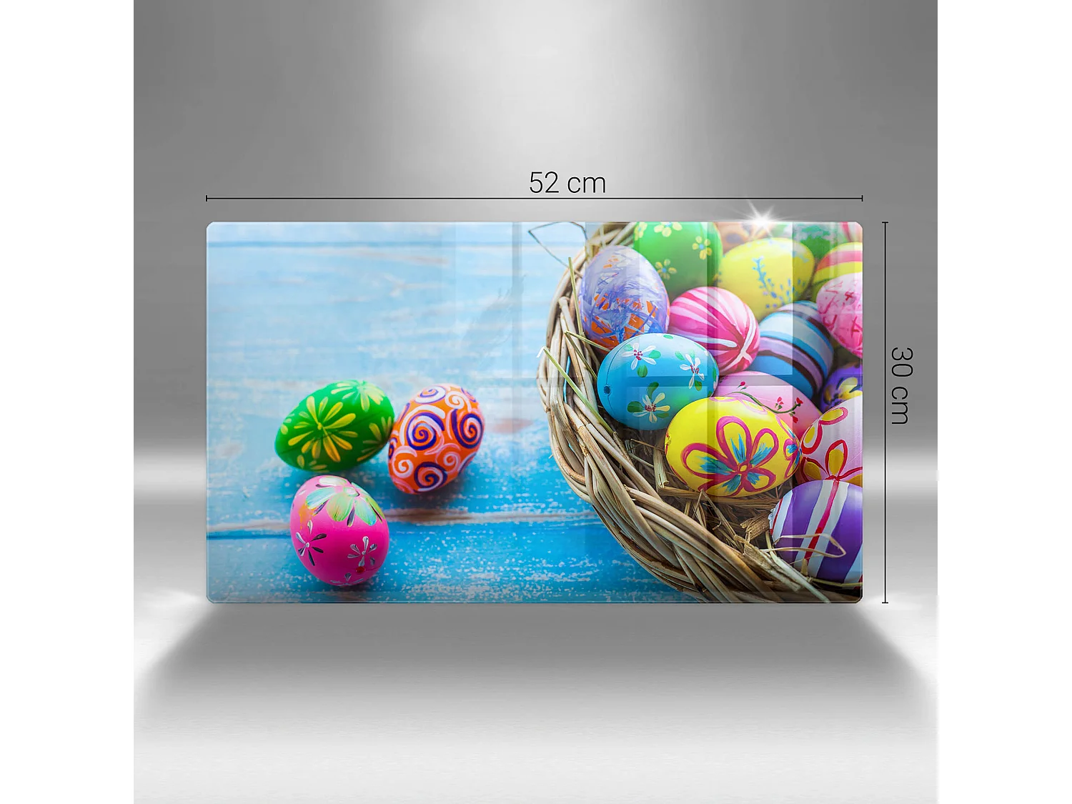 Planche de cuisine rectangulaire en verre, 52x30 cm Oeufs de Pâques