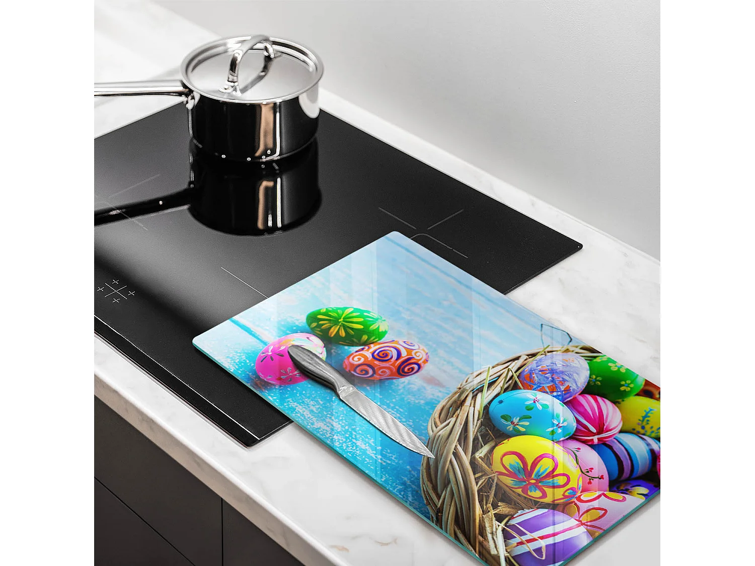 Planche de cuisine rectangulaire en verre, 52x30 cm Oeufs de Pâques
