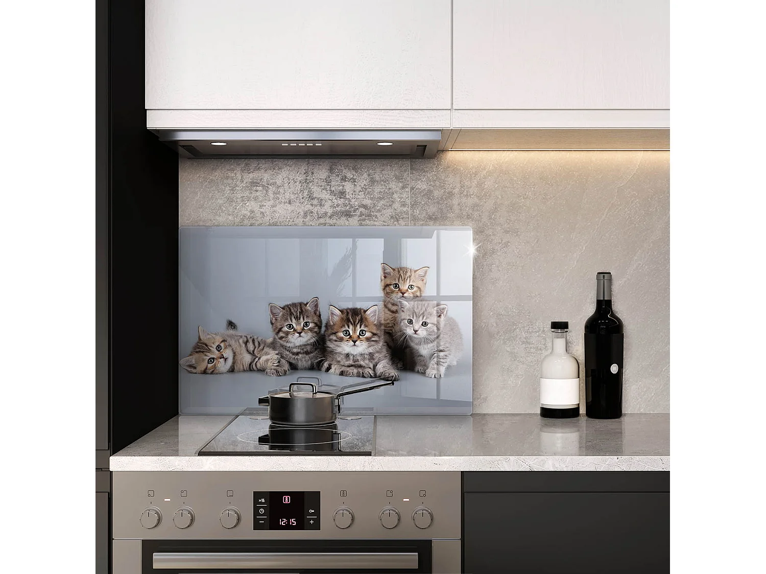 Planche de cuisine rectangulaire en verre, 80x52 cm Doux petits chatons