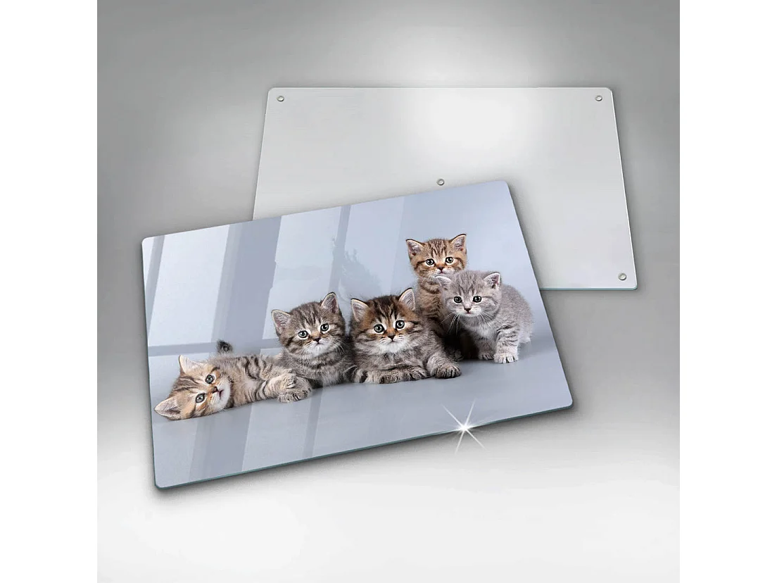 Planche de cuisine rectangulaire en verre, 80x52 cm Doux petits chatons