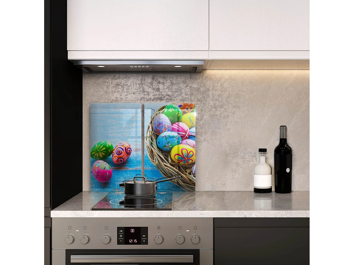 Rechteckiges Küchenbrett aus Glas, 2 Stück Ostereier 30x52 cm