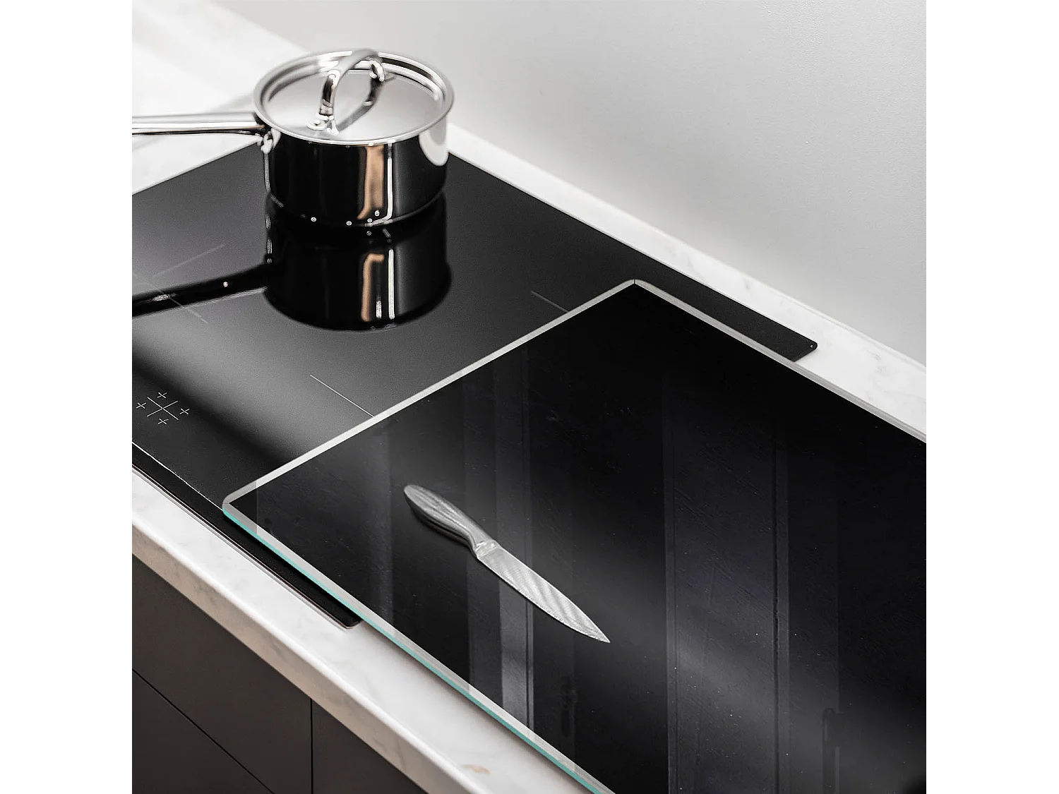 Rechteckiges Küchenbrett aus Glas, 80x52 cm Schwarz