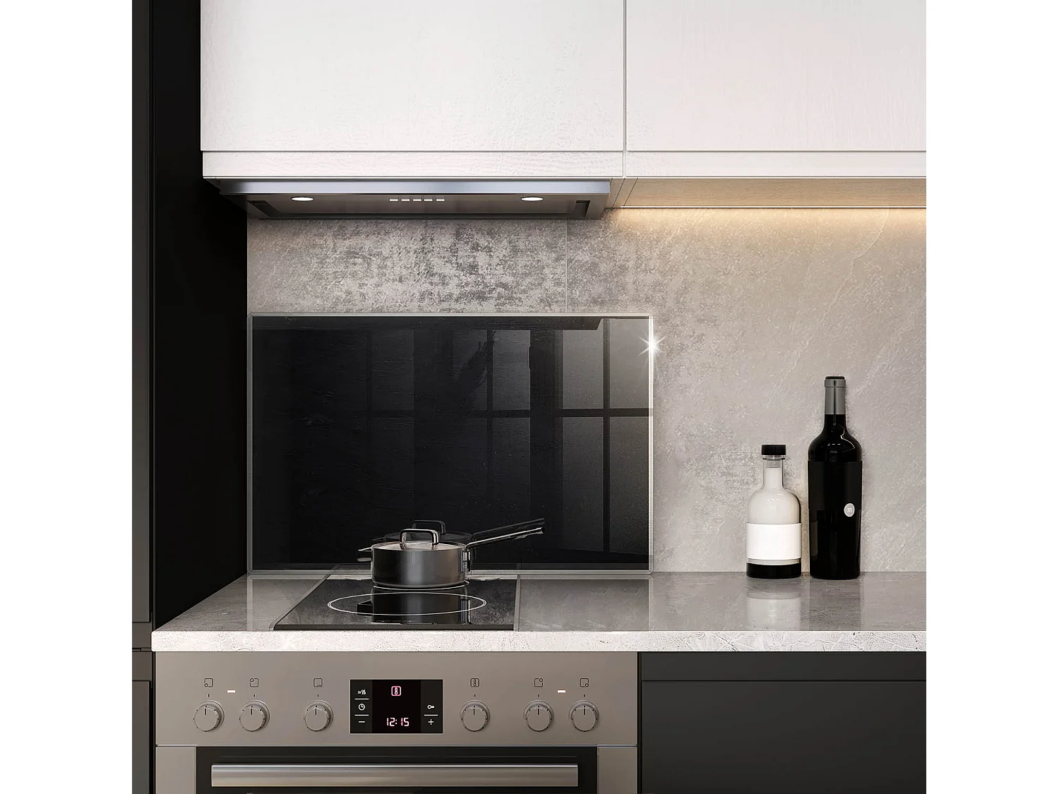 Rechteckiges Küchenbrett aus Glas, 80x52 cm Schwarz