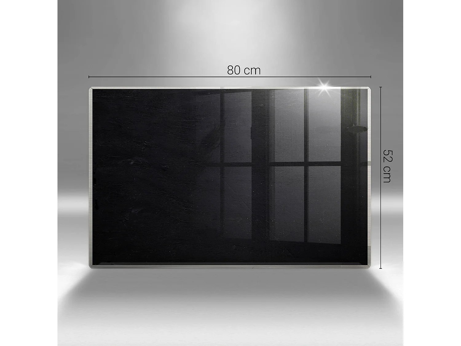 Rechteckiges Küchenbrett aus Glas, 80x52 cm Schwarz