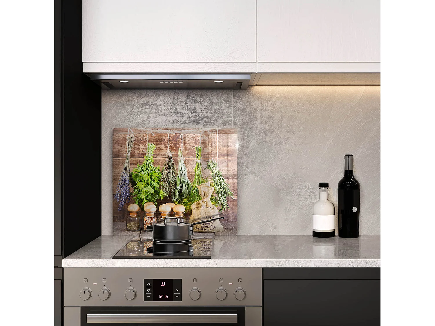 Planche de cuisine rectangulaire en verre, 60x52 cm Herbes, épices et bois