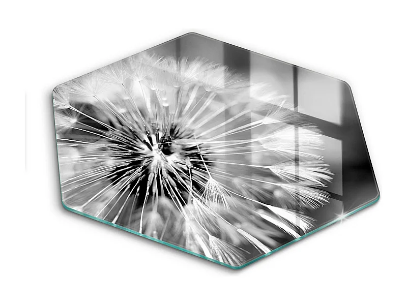 Zeshoekig glazen keukenbord, 40 cm Delicate Paardebloem