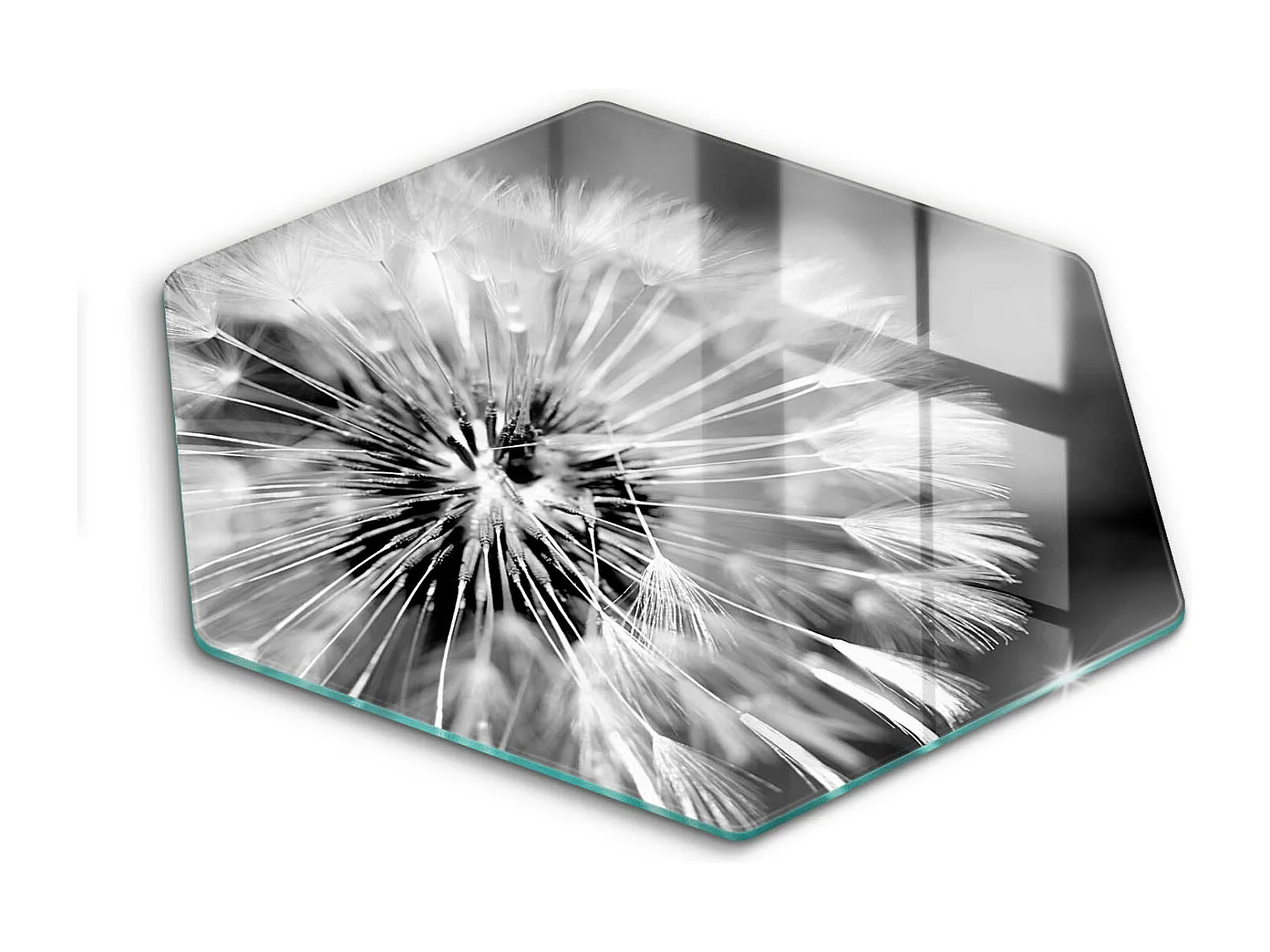 Zeshoekig glazen keukenbord, 40 cm Delicate Paardebloem