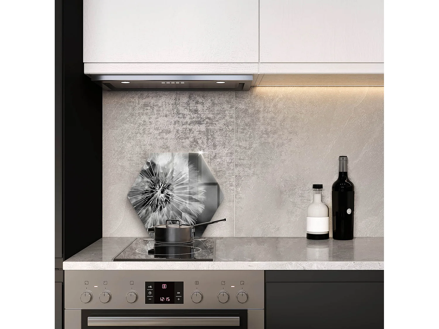 Zeshoekig glazen keukenbord, 40 cm Delicate Paardebloem