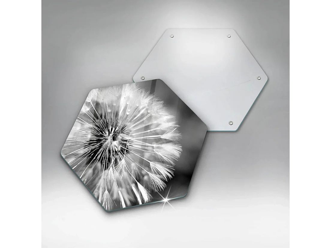 Zeshoekig glazen keukenbord, 40 cm Delicate Paardebloem