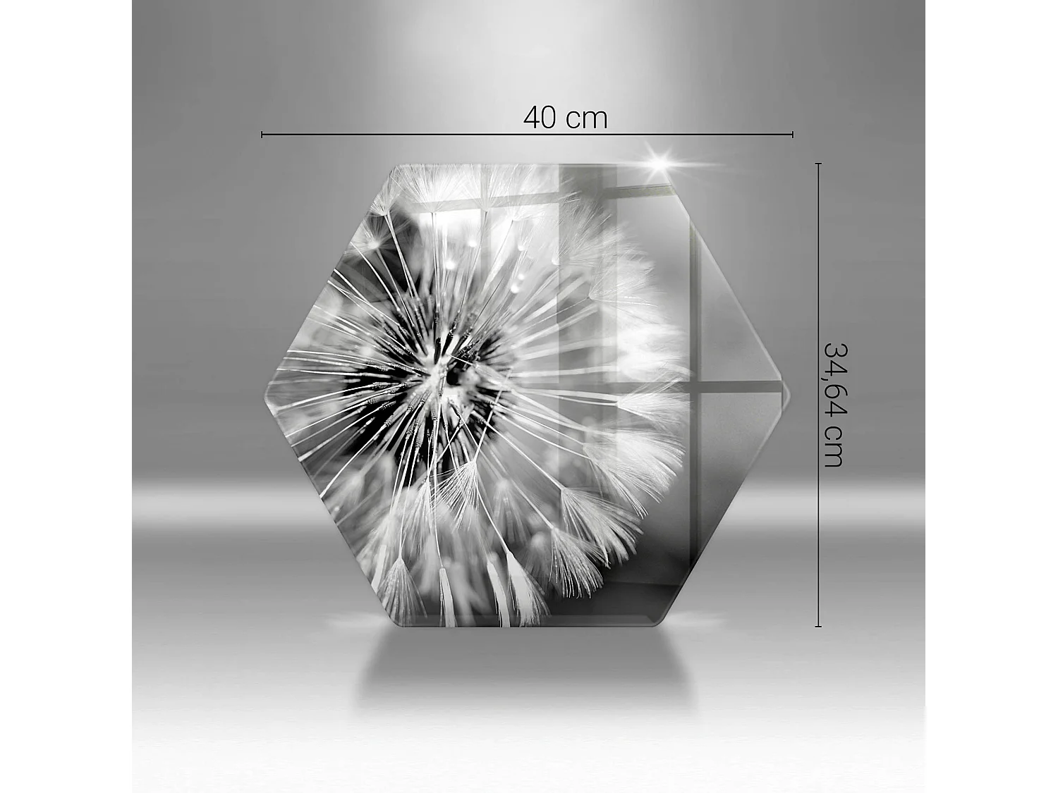 Zeshoekig glazen keukenbord, 40 cm Delicate Paardebloem