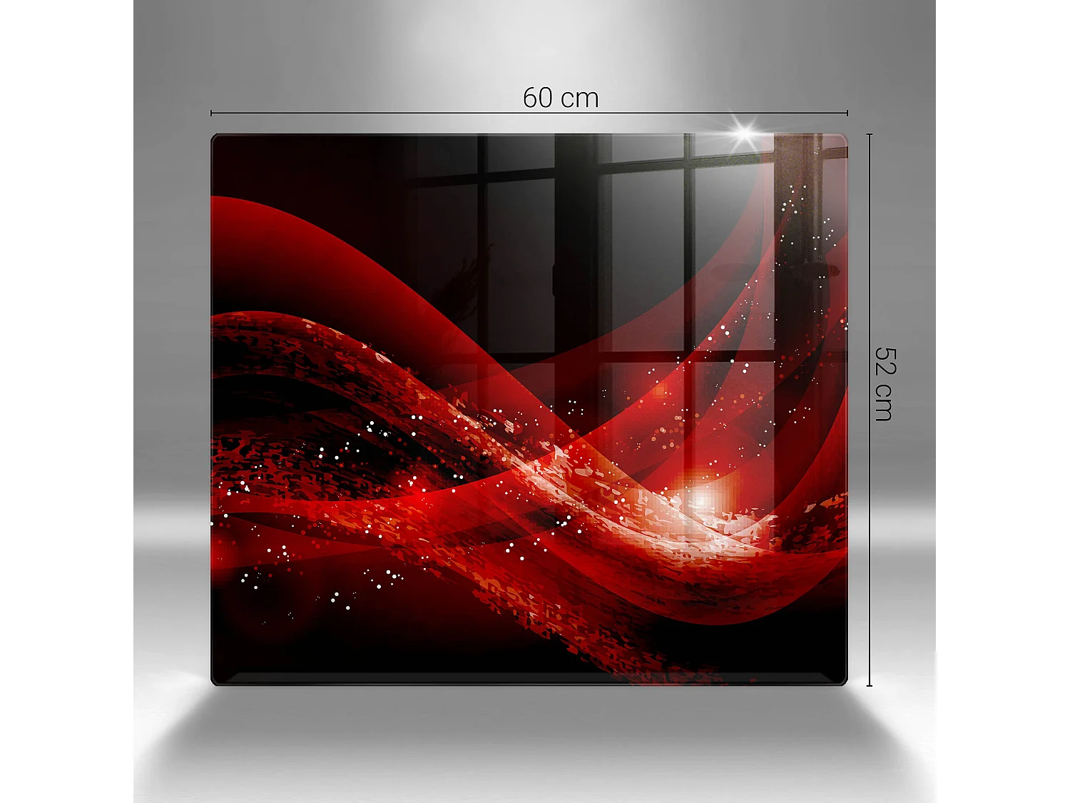 Rechteckiges Küchenbrett aus Glas, 60x52 cm Moderne Abstraktion