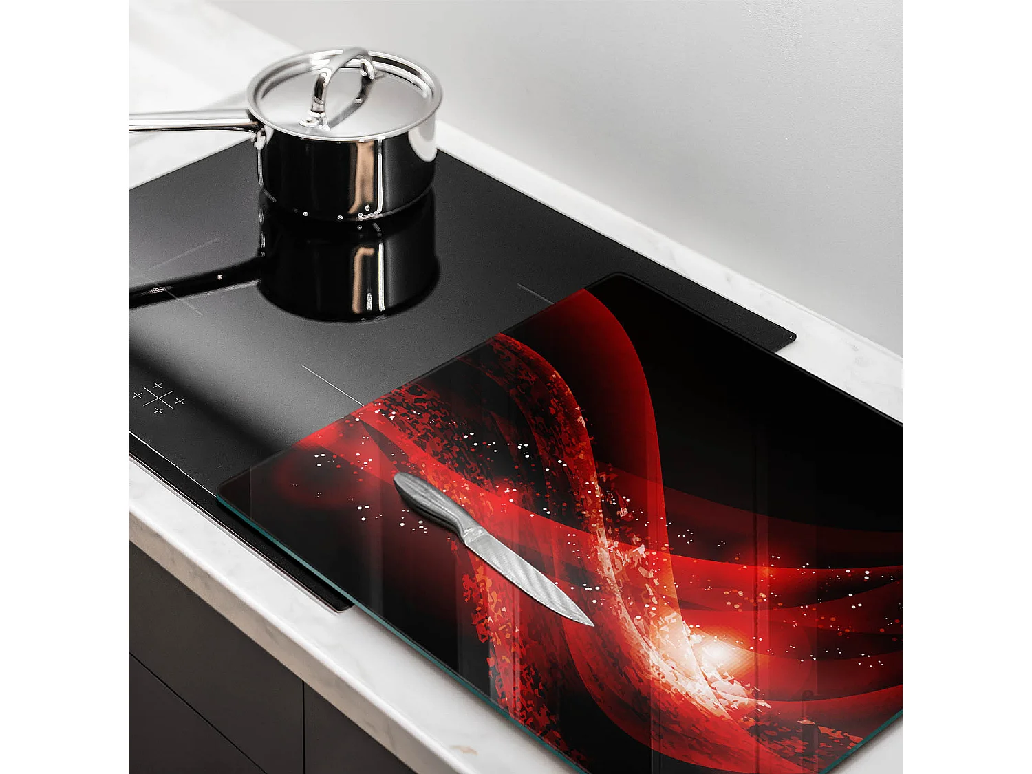 Rechthoekig glazen keukenbord, 60x52 cm Moderne abstractie