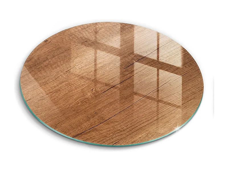 Rundes Küchenbrett aus Glas, 40 cm, Holzstruktur