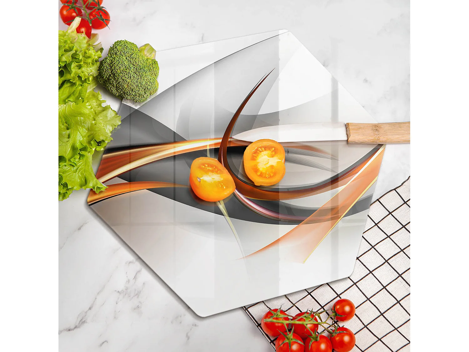 Planche de cuisine hexagonale en verre, 40 cm Formes modernes