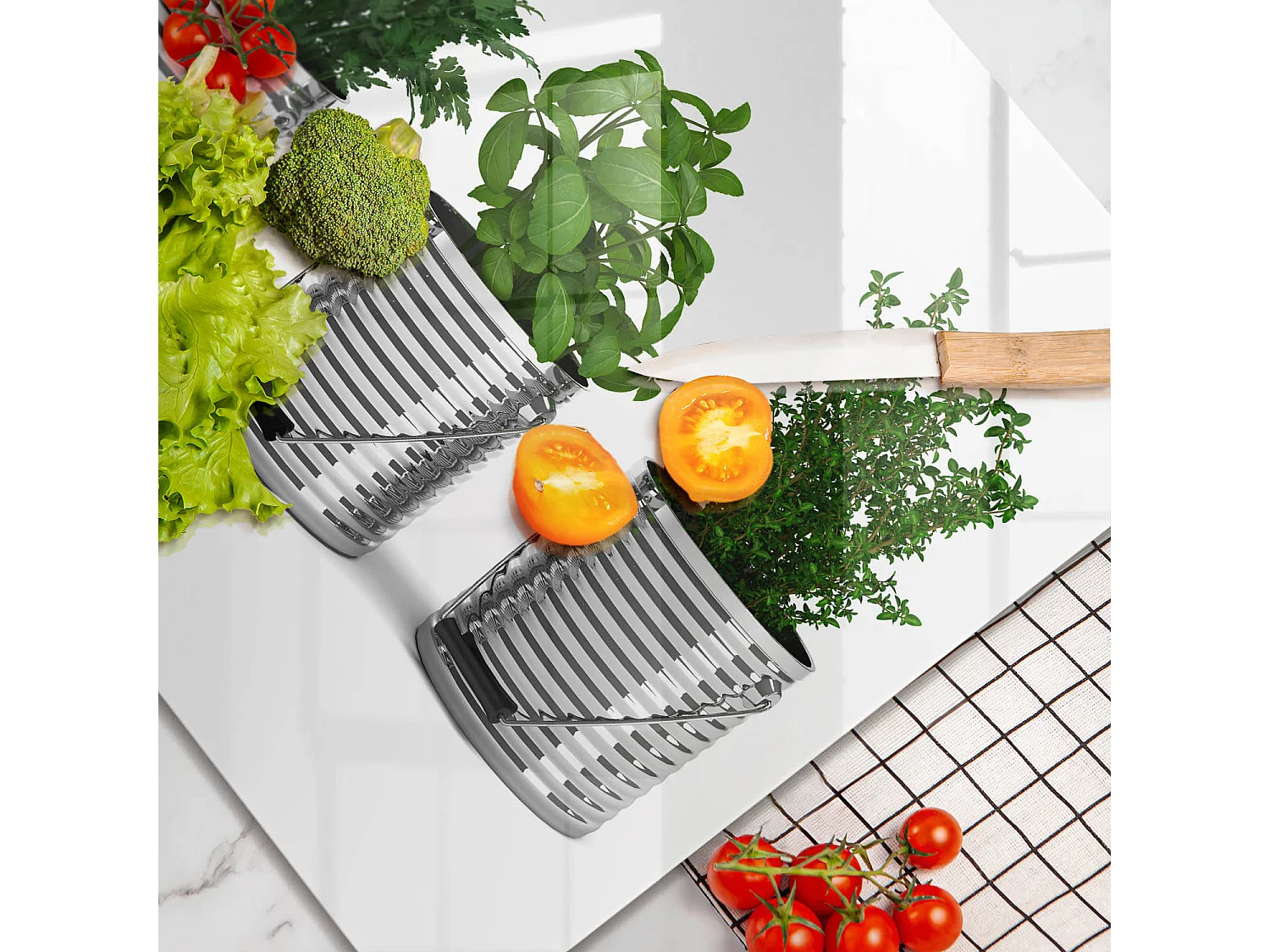 Planche de cuisine rectangulaire en verre, 60x52 cm Pots d'herbes et de plantes