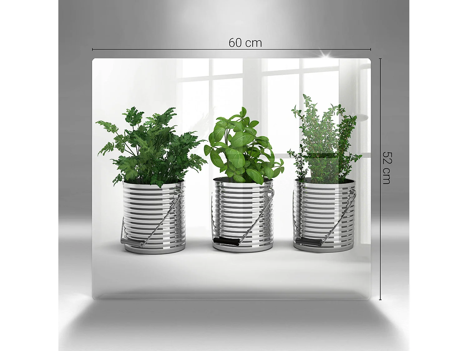 Planche de cuisine rectangulaire en verre, 60x52 cm Pots d'herbes et de plantes