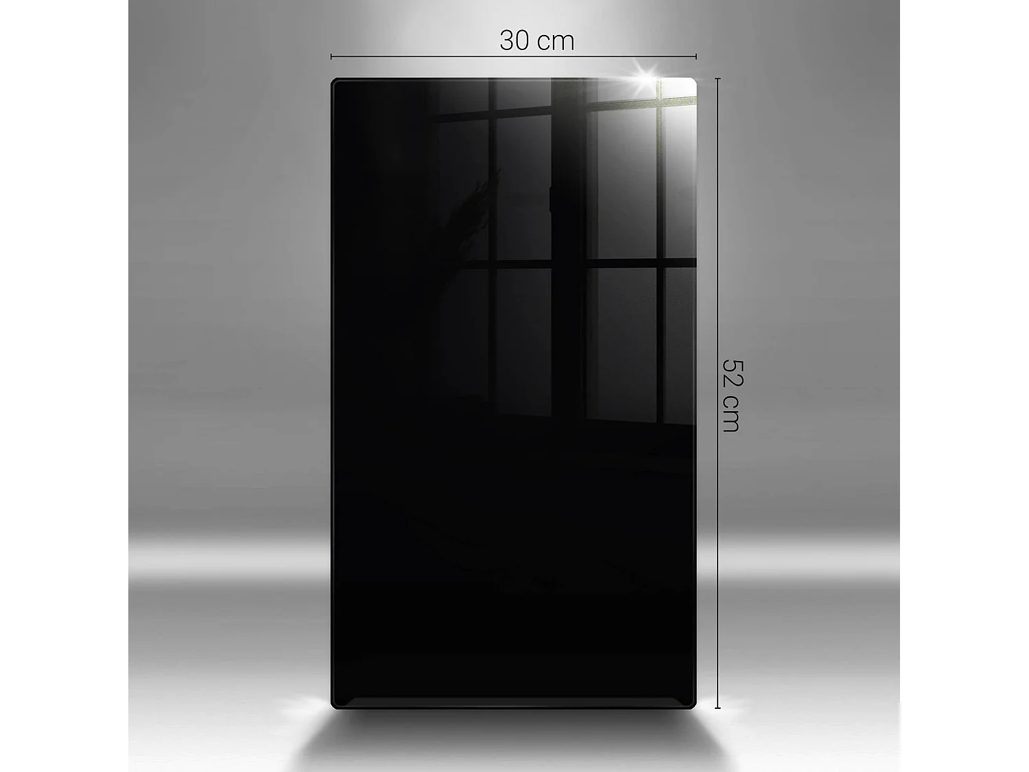 Planche de cuisine rectangulaire en verre, 40x52 cm. Couleur noir.