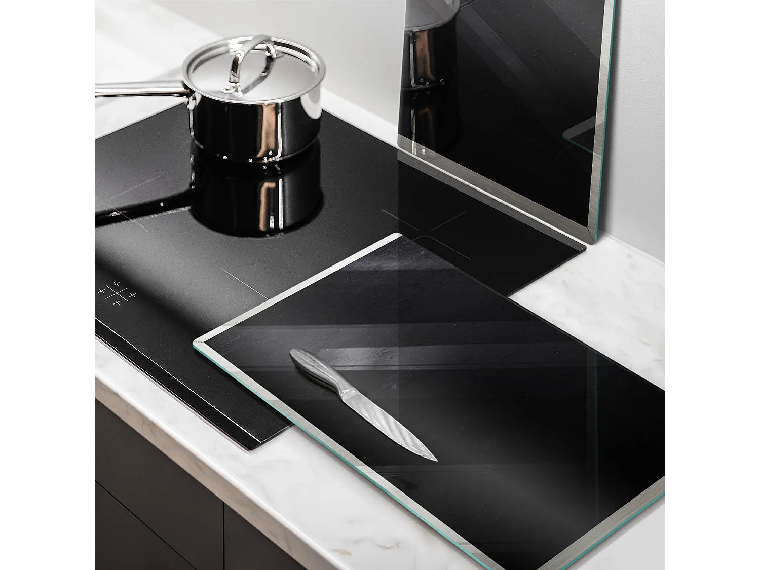 Rechteckiges Küchenbrett aus Glas, 2 Stück 30x52 cm Kreidetafel