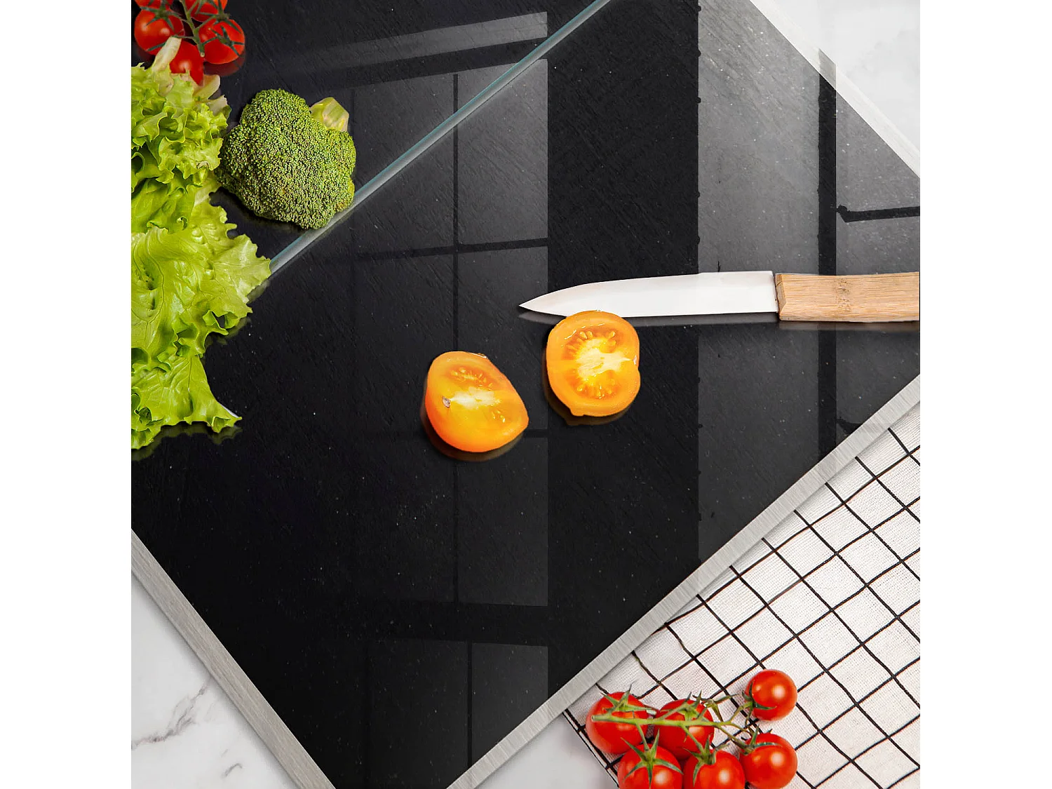 Rechteckiges Küchenbrett aus Glas, 2 Stück 30x52 cm Kreidetafel