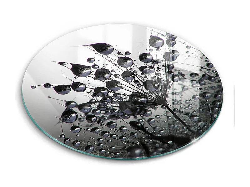 Rundes Küchenbrett aus Glas, 40 cm Löwenzahn und Tau