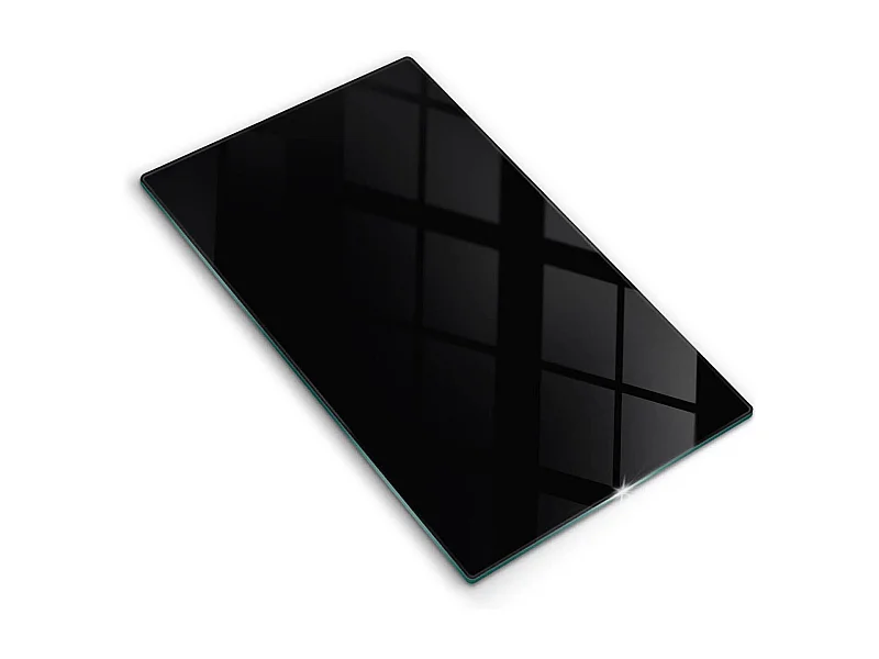 Rechteckiges Küchenbrett aus Glas, 30x52 cm. Schwarze Farbe.