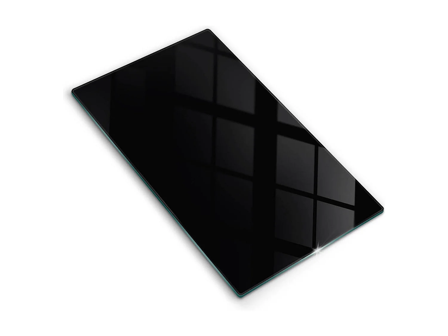 Rechteckiges Küchenbrett aus Glas, 30x52 cm. Schwarze Farbe.