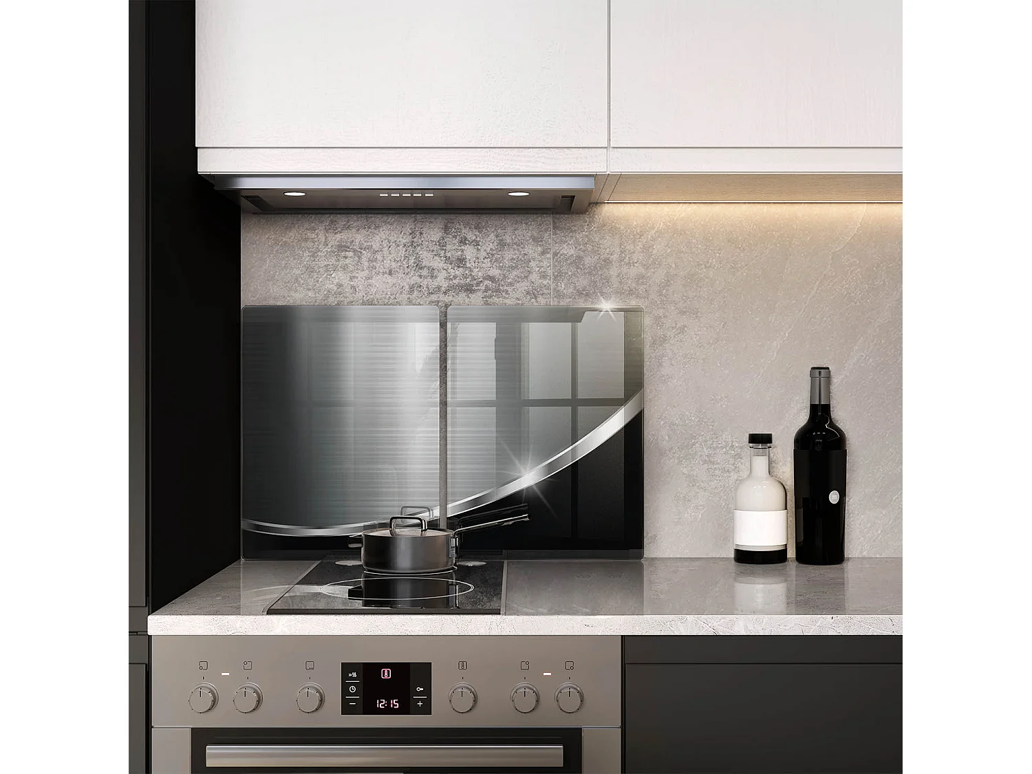 Rechteckiges Küchenbrett aus Glas, 2 Stück 40x52 cm Abstraktion mit Metall