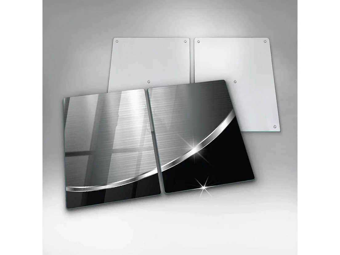 Rechteckiges Küchenbrett aus Glas, 2 Stück 40x52 cm Abstraktion mit Metall