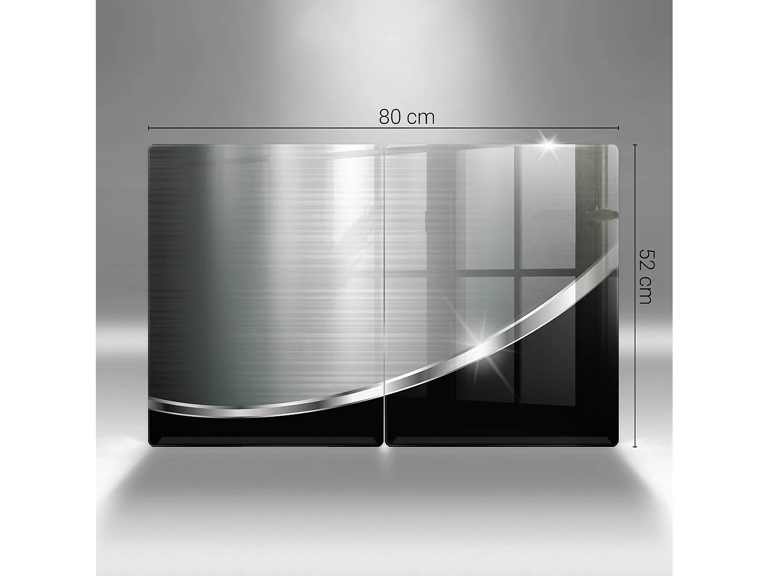 Rechteckiges Küchenbrett aus Glas, 2 Stück 40x52 cm Abstraktion mit Metall