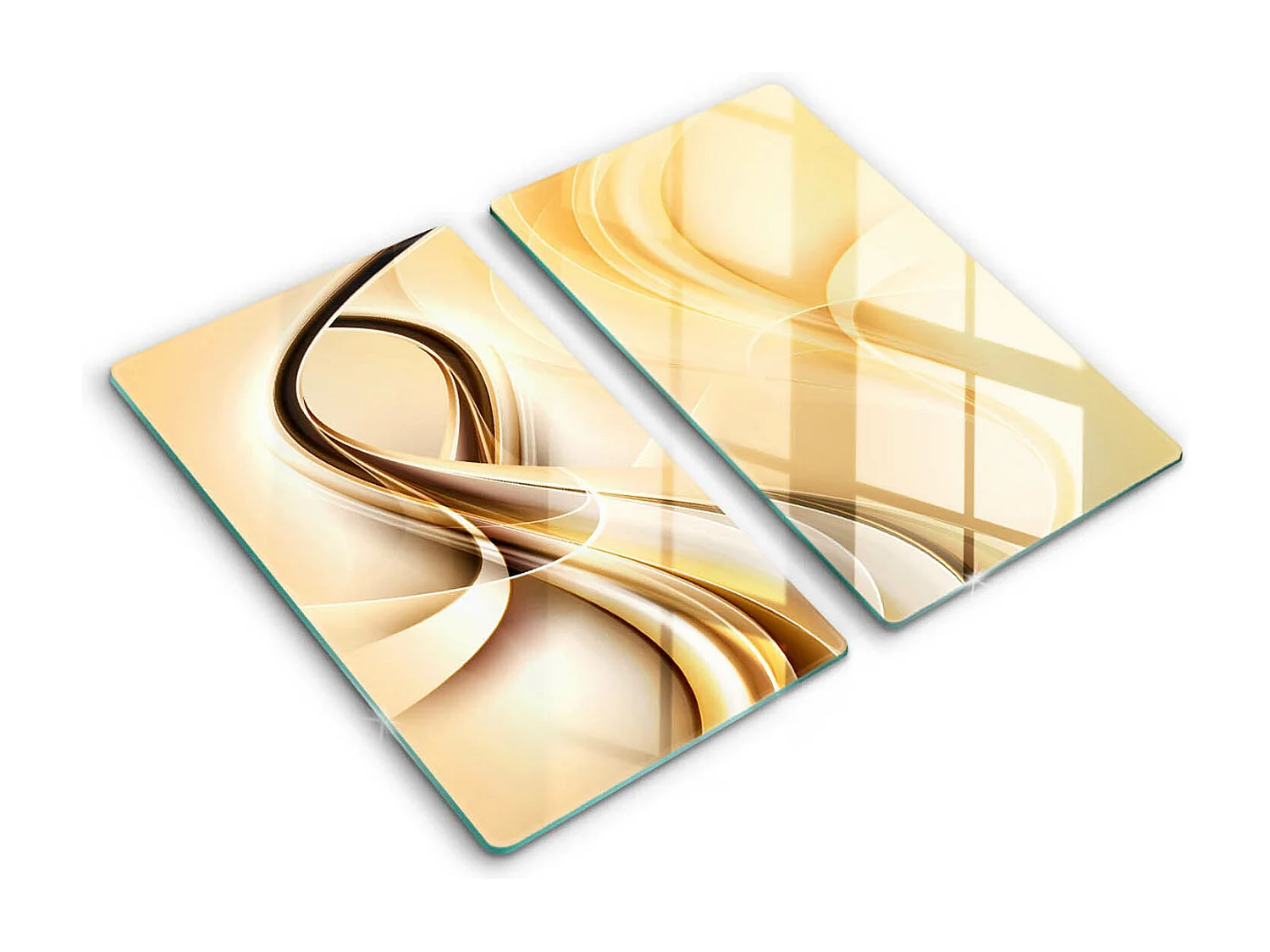 Rechteckiges Küchenbrett aus Glas, 2 Stück 30x52 cm Abstrakter Rauch