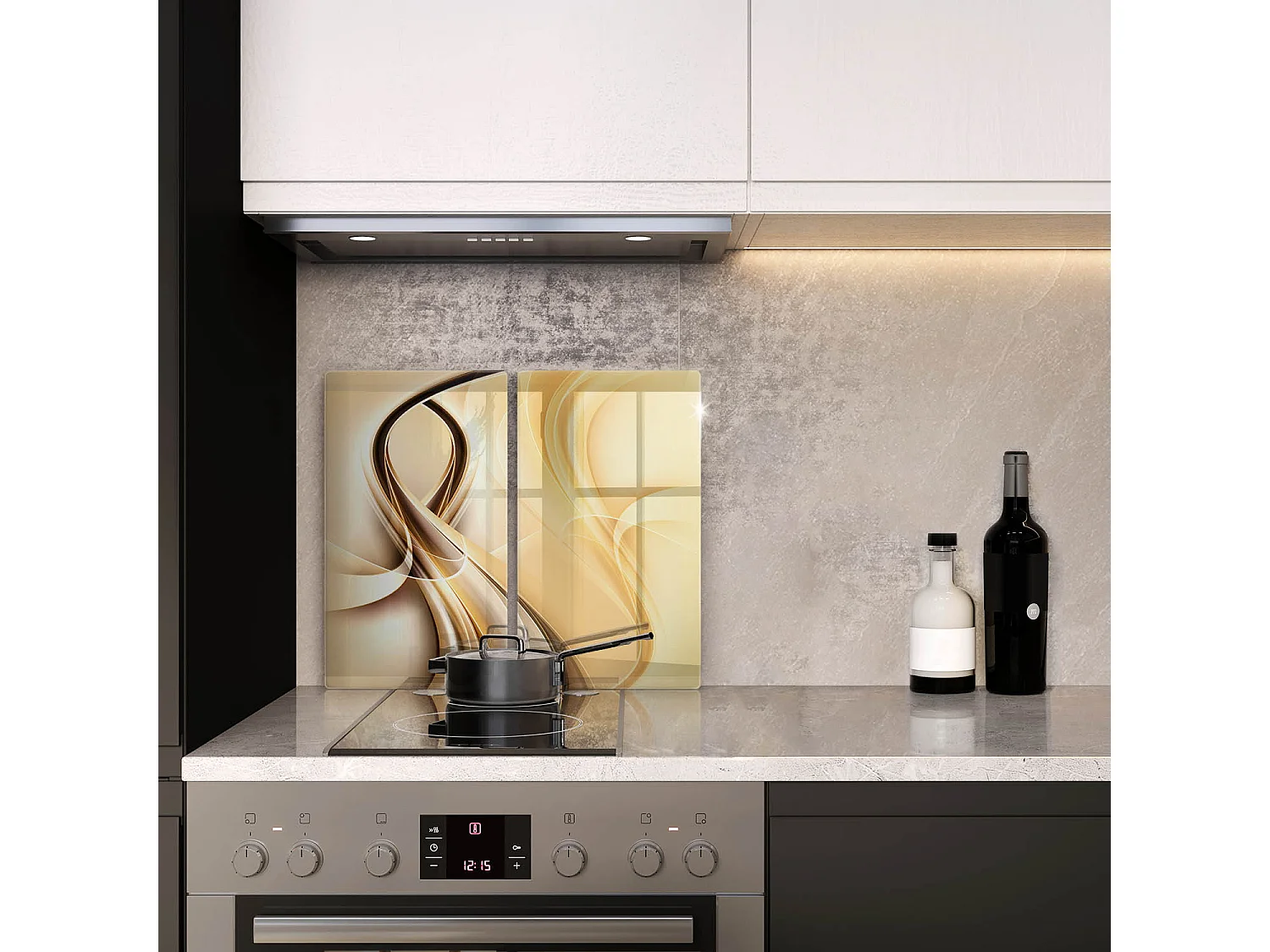 Planche de cuisine rectangulaire en verre, 2 pièces 30x52 cm Fumée abstraite