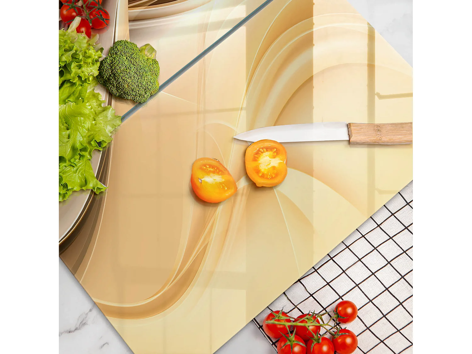 Planche de cuisine rectangulaire en verre, 2 pièces 30x52 cm Fumée abstraite