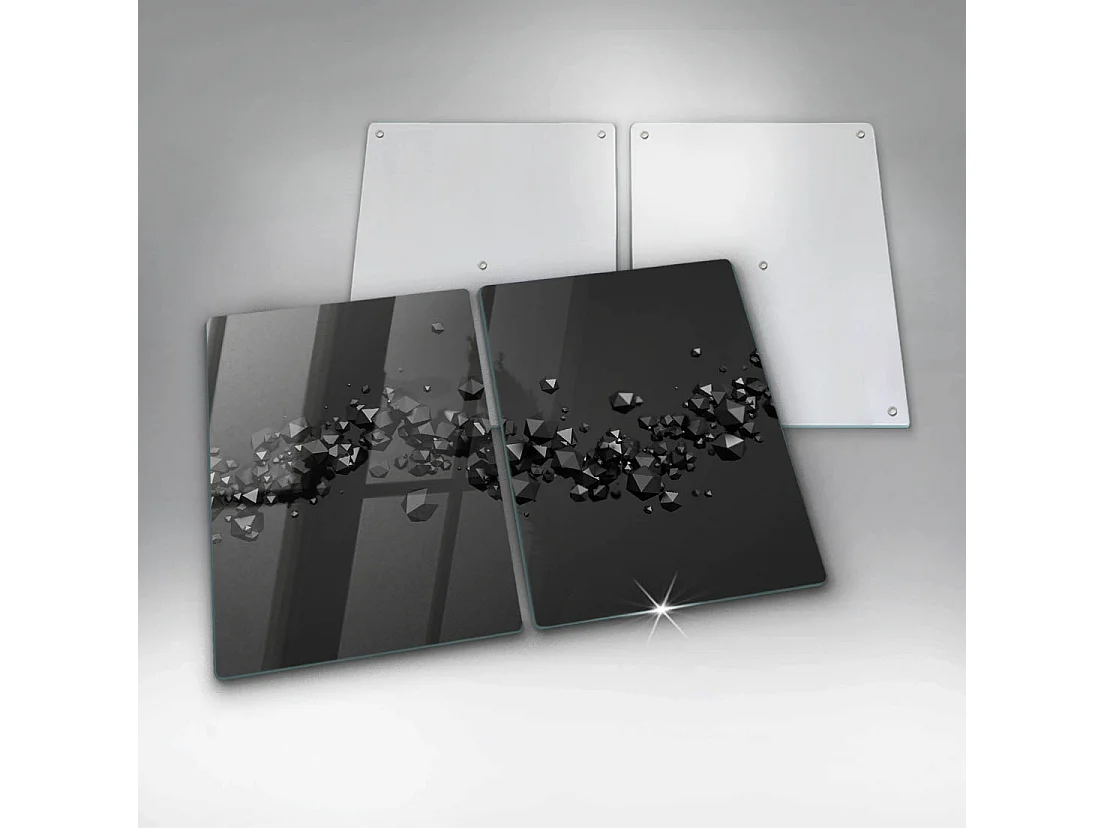 Rechteckiges Küchenbrett aus Glas, 2 Stück 40x52 cm, abstrakte 3D-Formen