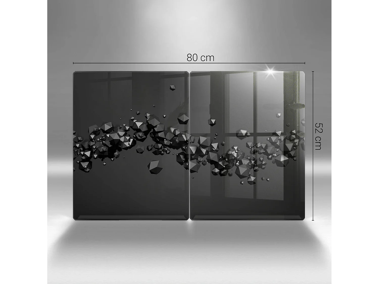 Rechteckiges Küchenbrett aus Glas, 2 Stück 40x52 cm, abstrakte 3D-Formen