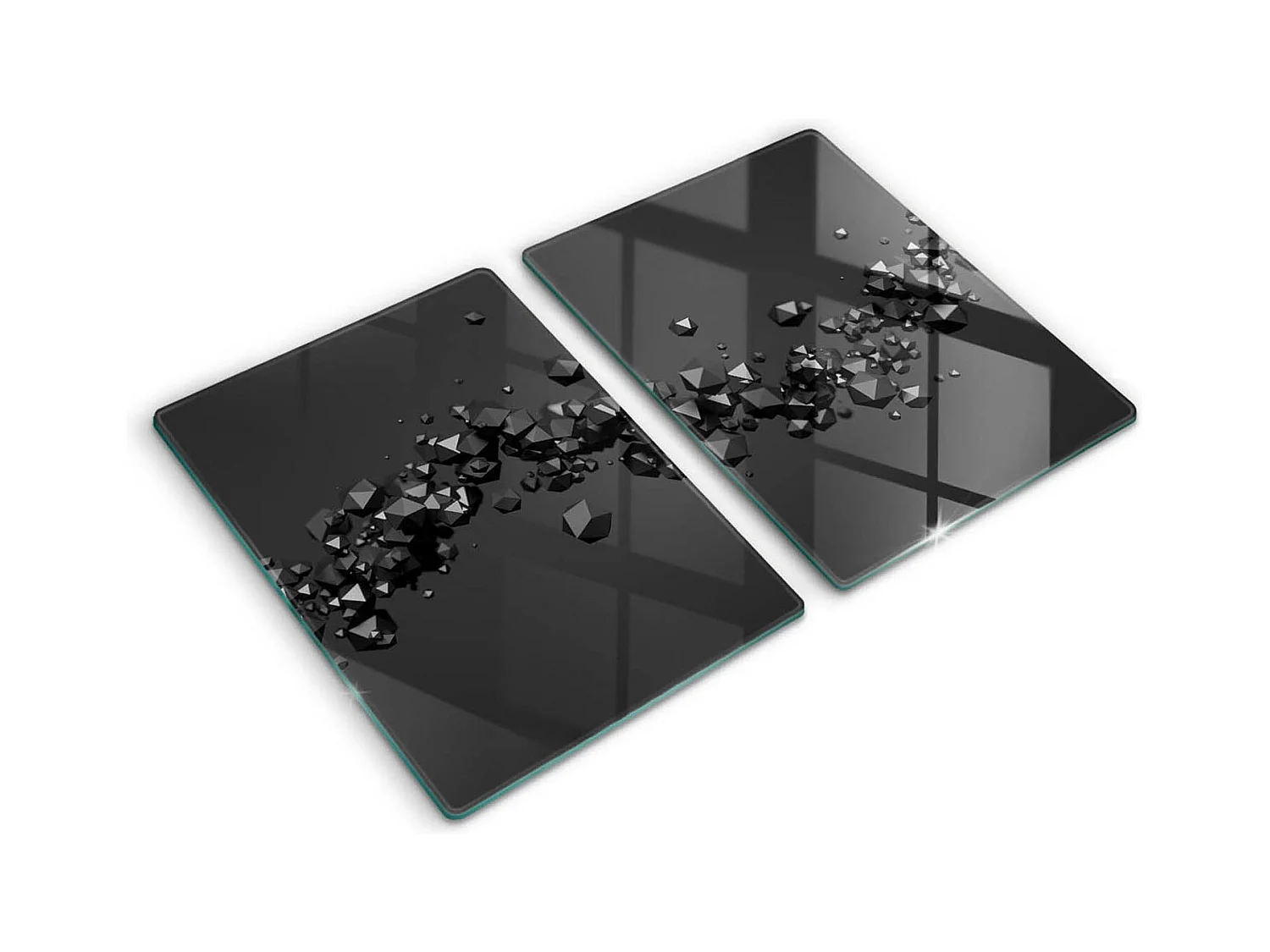 Planche de cuisine rectangulaire en verre, 2 pièces 40x52 cm formes 3D abstraites