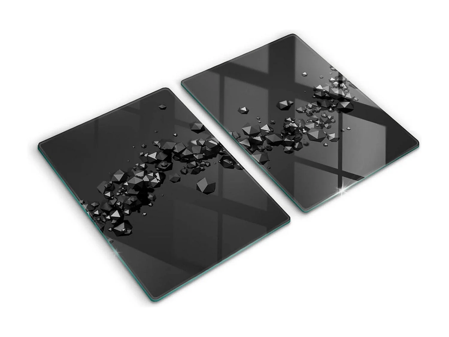 Rechteckiges Küchenbrett aus Glas, 2 Stück 40x52 cm, abstrakte 3D-Formen