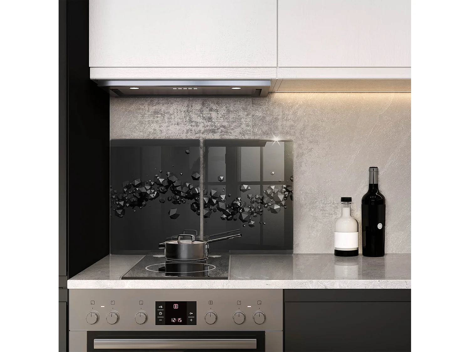 Rechteckiges Küchenbrett aus Glas, 2 Stück 40x52 cm, abstrakte 3D-Formen