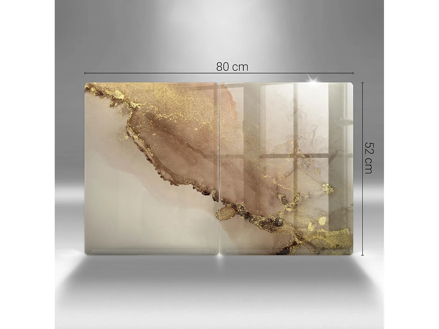 Rechteckiges Küchenbrett aus Glas, 2 Stück, 40x52 cm Abstraktes Gold