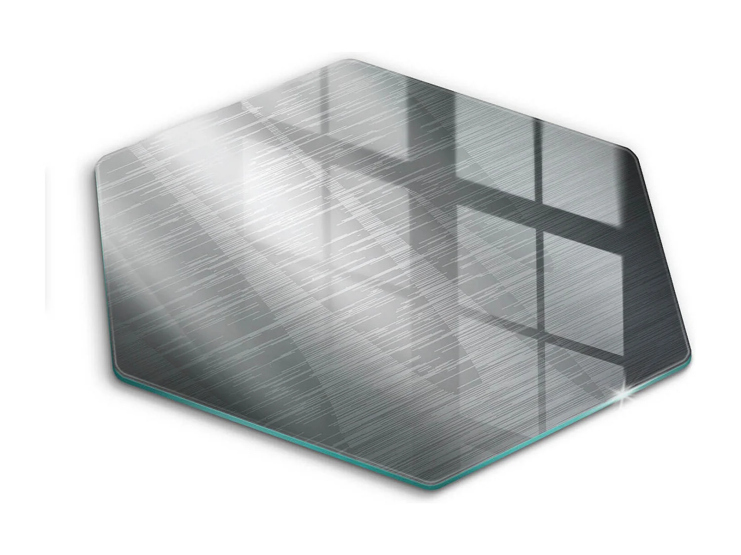 Planche de cuisine hexagonale en verre, 40 cm, texture métal