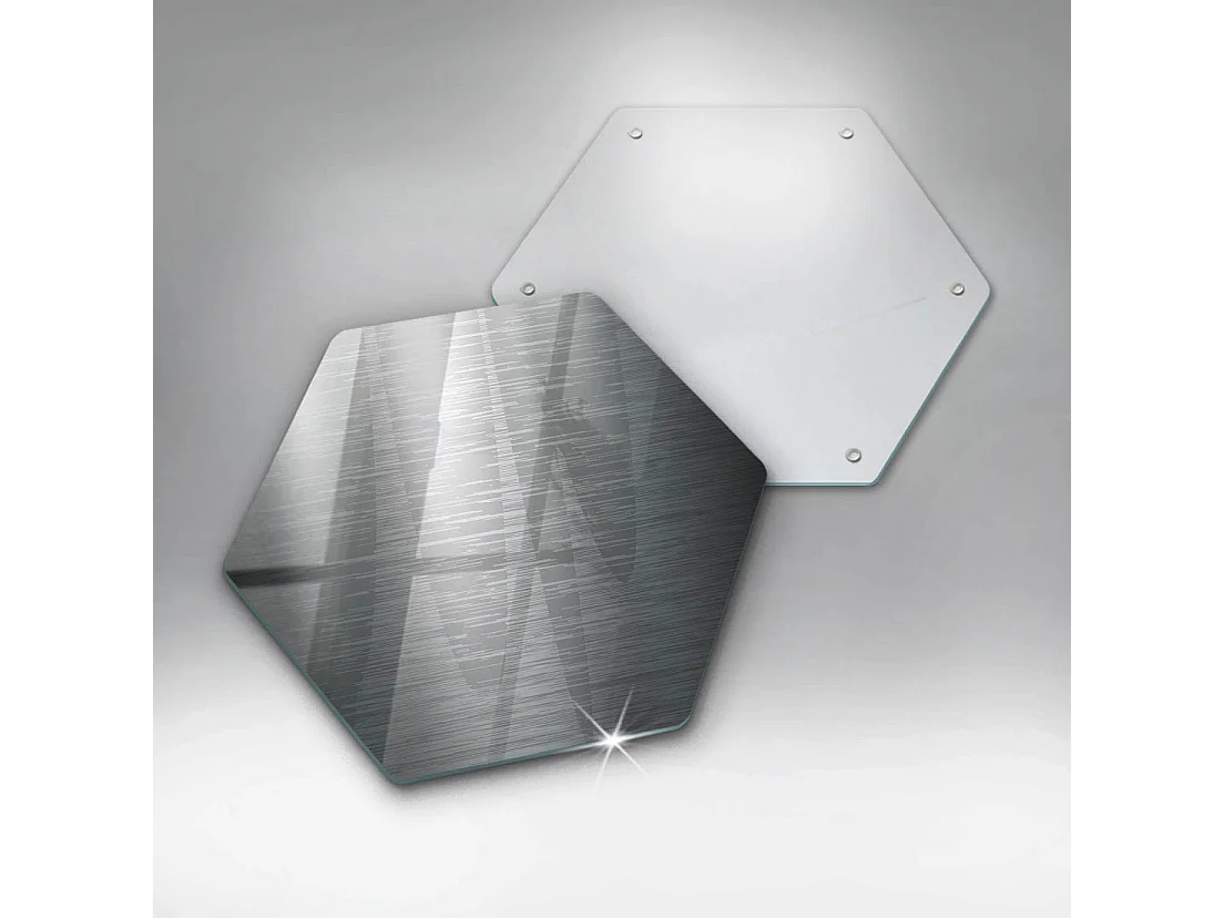 Planche de cuisine hexagonale en verre, 40 cm, texture métal