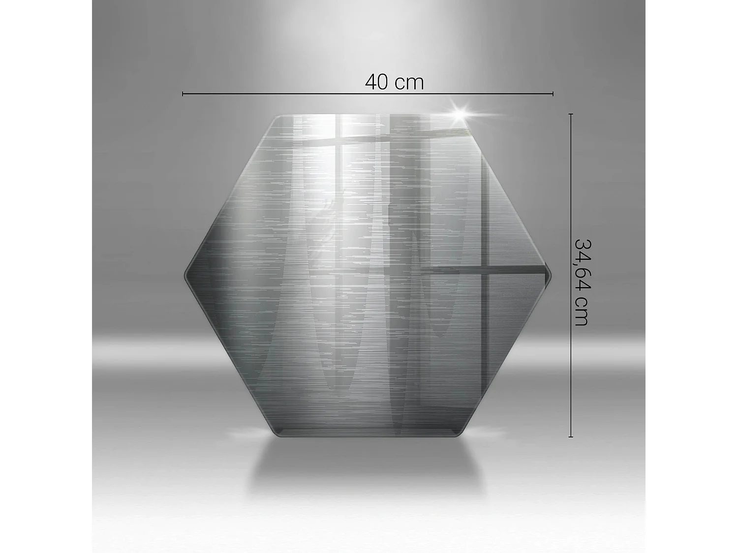 Planche de cuisine hexagonale en verre, 40 cm, texture métal