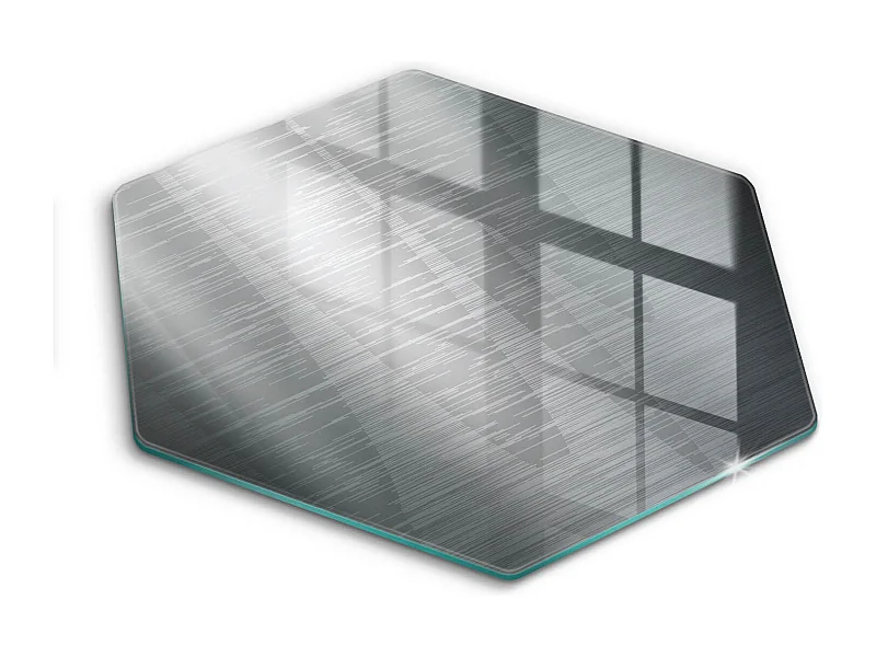 Sechseckiges Küchenbrett aus Glas, 40 cm, Metallstruktur