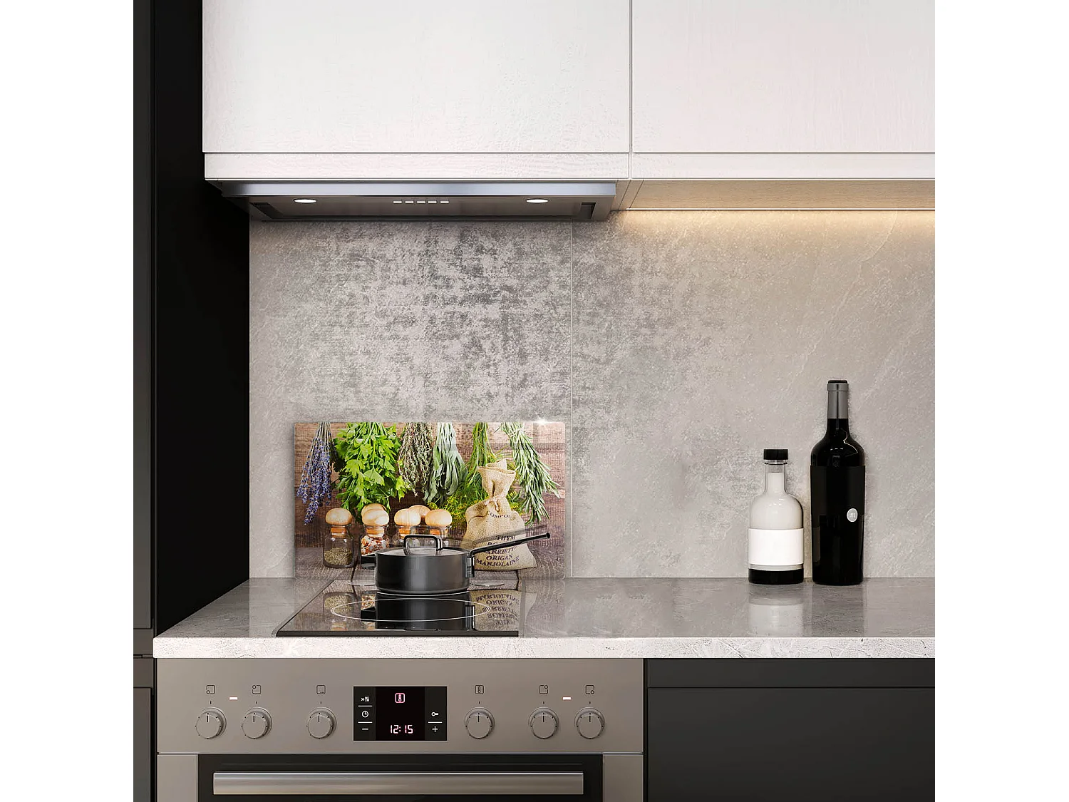 Tagliere da cucina rettangolare in vetro, 52x30 cm Erbe, spezie e legno