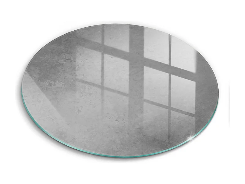 Rundes Küchenbrett aus Glas, 30 cm, Hintergrund mit Betonstruktur