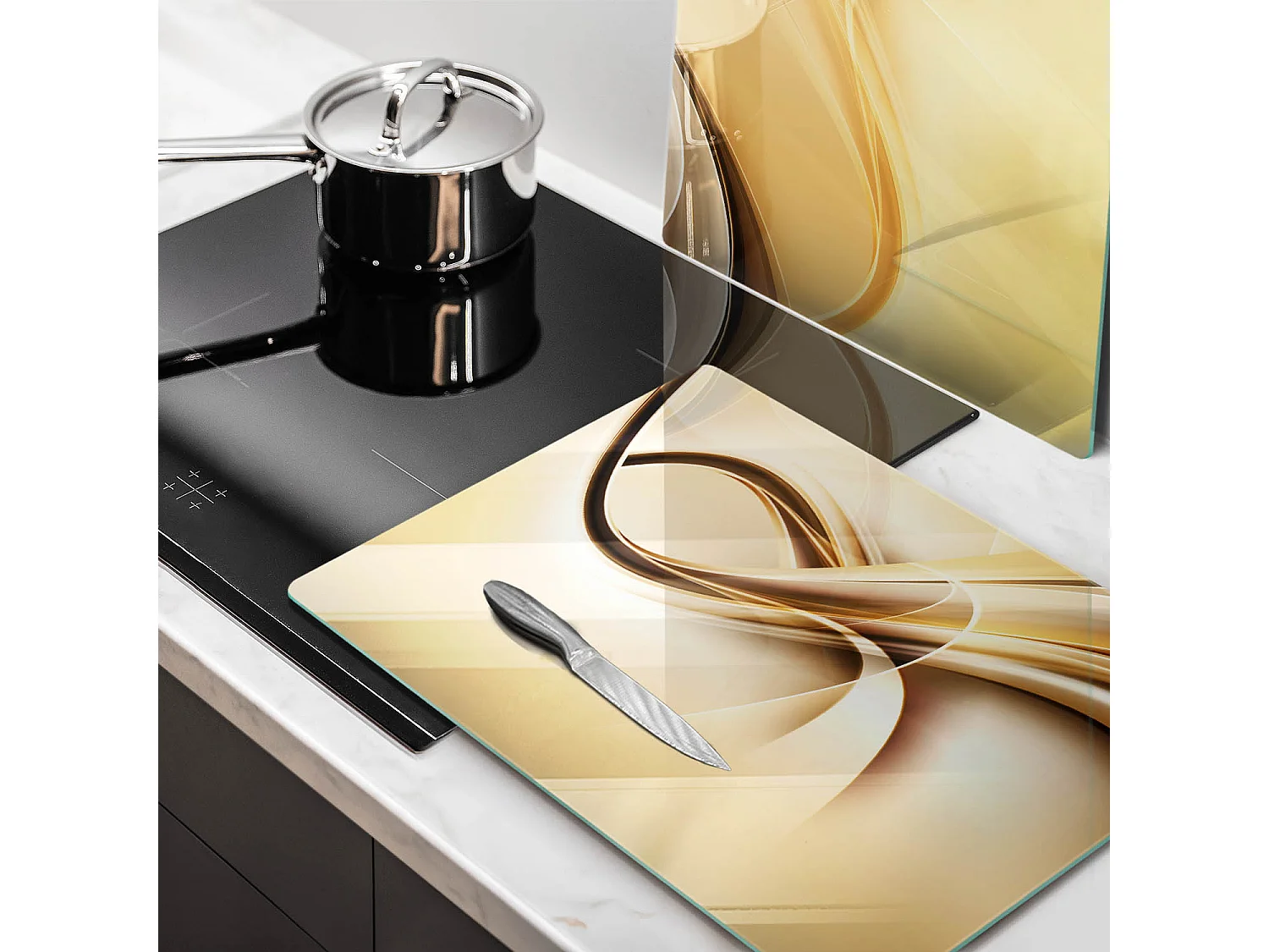 Planche de cuisine rectangulaire en verre, 2 pièces 40x52 cm Fumée abstraite