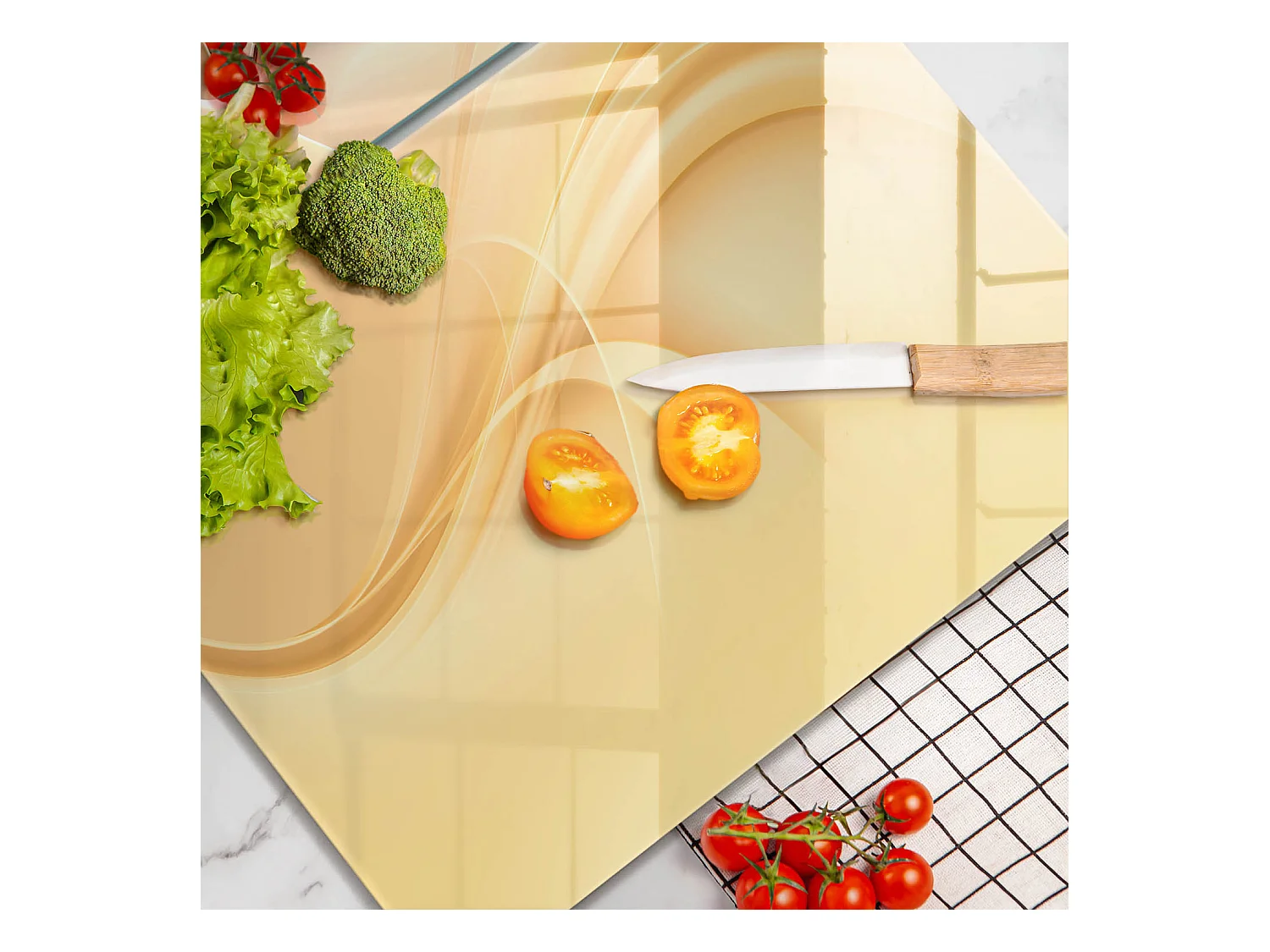 Planche de cuisine rectangulaire en verre, 2 pièces 40x52 cm Fumée abstraite