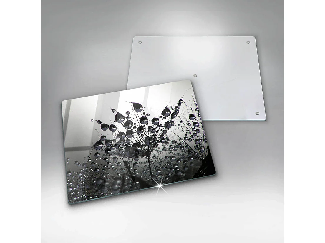 Planche de cuisine rectangulaire en verre, 52x40 cm Pissenlits et rosée