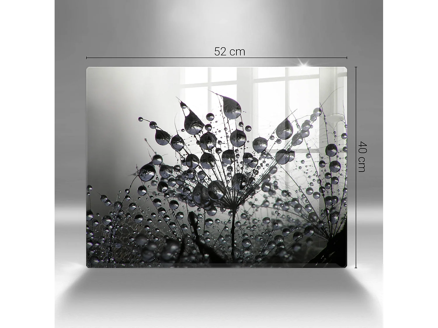 Planche de cuisine rectangulaire en verre, 52x40 cm Pissenlits et rosée